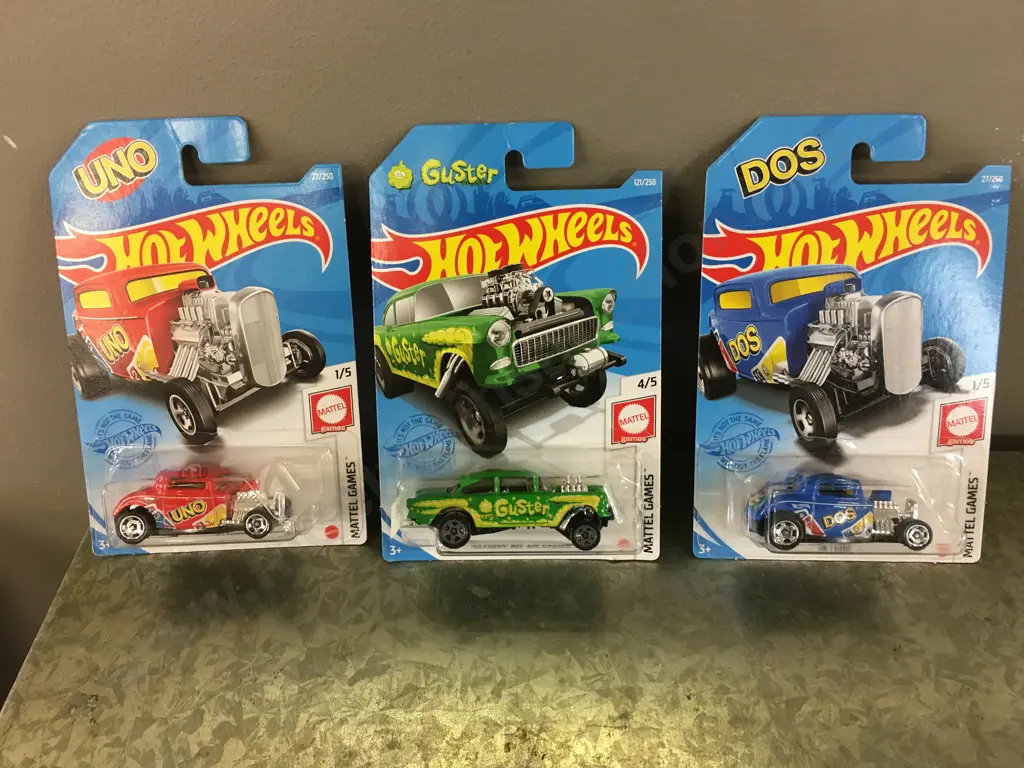 Hot Wheels Mattel Model Cars '32 Fords UNO, DOS & '55 Chevy Bel Air Guster Image 1++