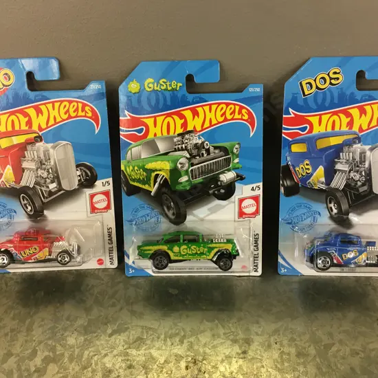 Hot Wheels Mattel Model Cars '32 Fords UNO, DOS & '55 Chevy Bel Air Guster