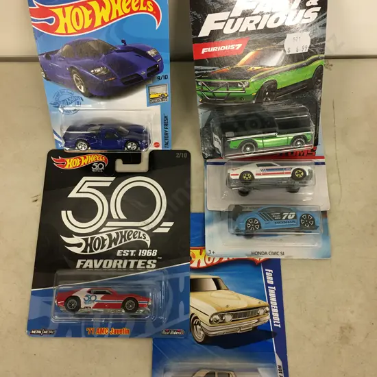 Hot Wheels x 6 - Furious 7 Dodge Drift Car, Ford Thunderbolt, '71 AMC Javelin Etc