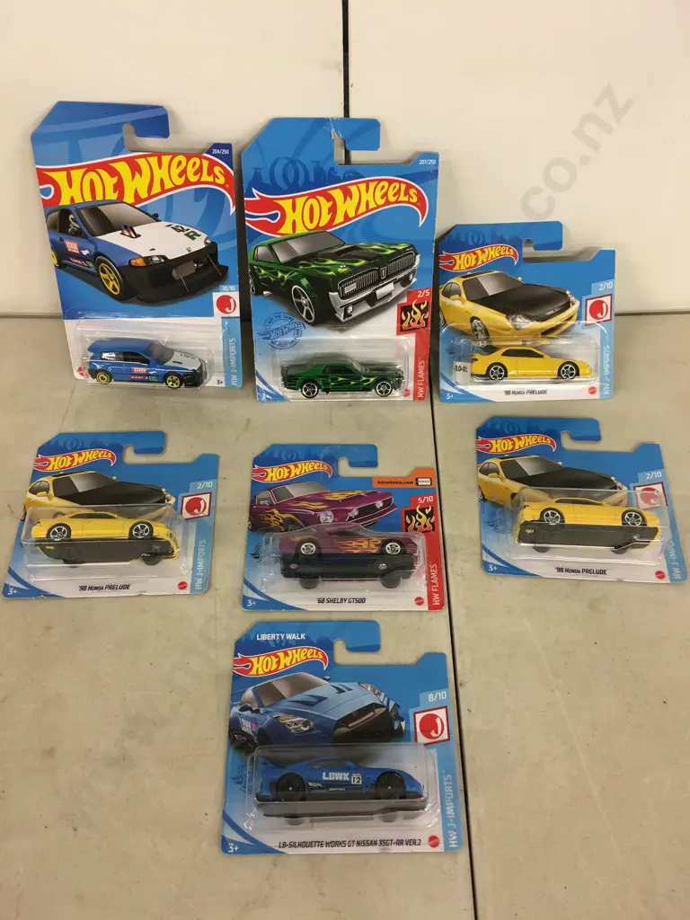 Hot Wheels x 7 - '98 Honda Prelude, '68 Mercury Cougar Etc Image 1++