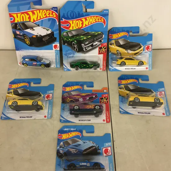 Hot Wheels x 7 - '98 Honda Prelude, '68 Mercury Cougar Etc