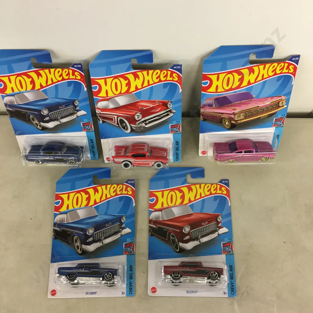 Hot Wheels x 5 - '55 Chevy's, '57 Chevy & '59 Chevy Impala Image 1++