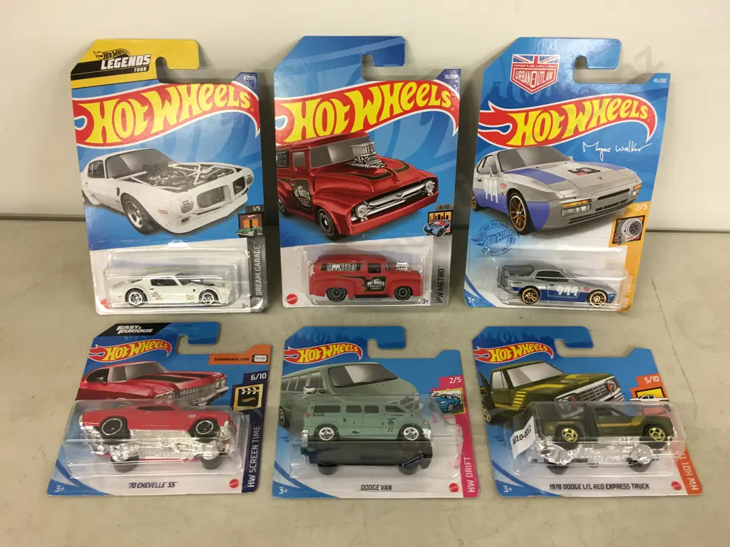 Hot Wheels x 6 - 1978 Dodge Li'l Red Express Truck, 70 Pontiac Firebird Etc Image 1++
