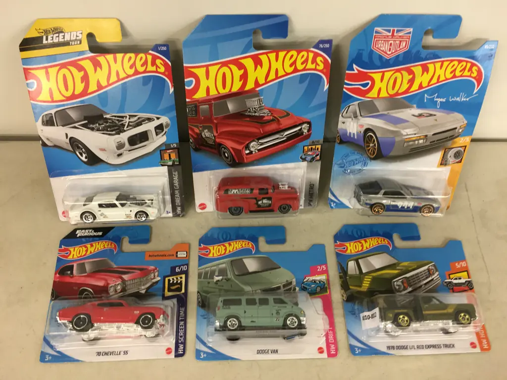 Hot Wheels x 6 - 1978 Dodge Li'l Red Express Truck, 70 Pontiac Firebird Etc Image 1++