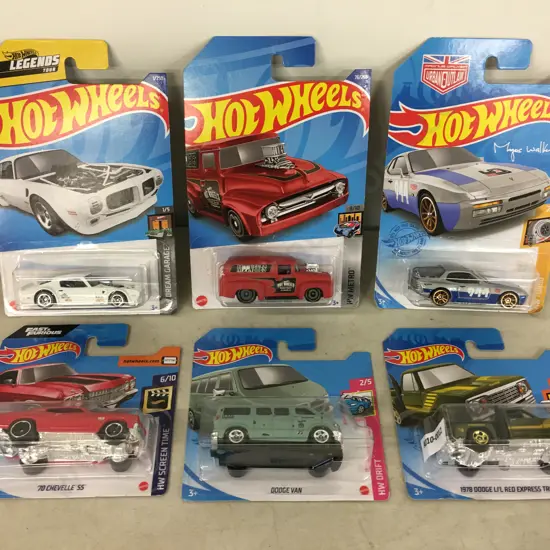 Hot Wheels x 6 - 1978 Dodge Li'l Red Express Truck, 70 Pontiac Firebird Etc