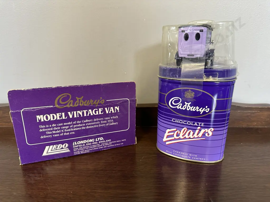Lledo Vintage 90s Cadbury Chocolate Eclair Tin With Model, & Limited Edition Cadbury's 1934 Model 'A' Ford Image 1++
