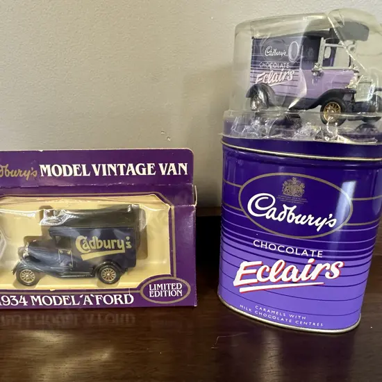 Lledo Vintage 90s Cadbury Chocolate Eclair Tin With Model, & Limited Edition Cadbury's 1934 Model 'A' Ford