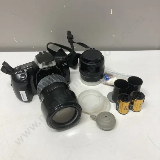 Minolta Dynax 300si 35mm SLR Film Camera With AF 75-300 & AF 35-70 Lenses, Film Etc