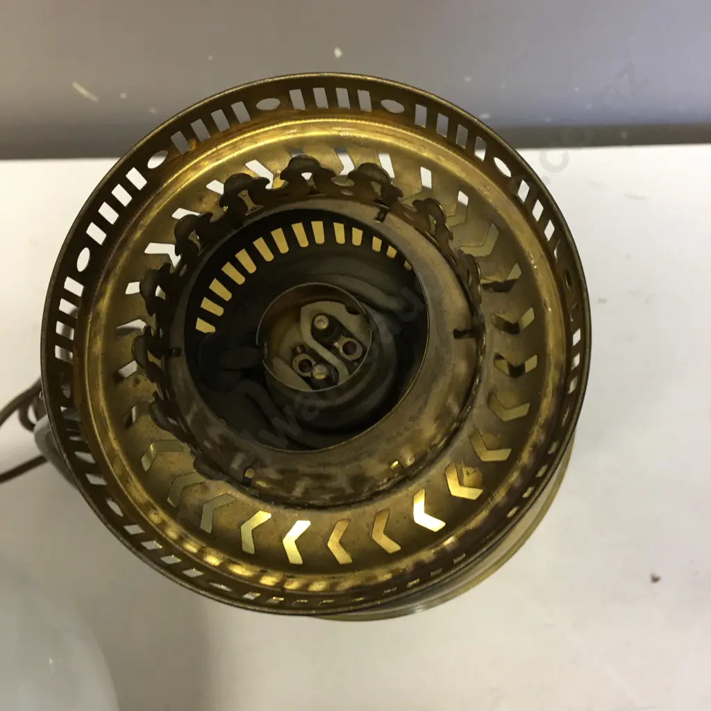 Vintage Brass Table Lamp With White Glass Shade H41cm. Image 1++