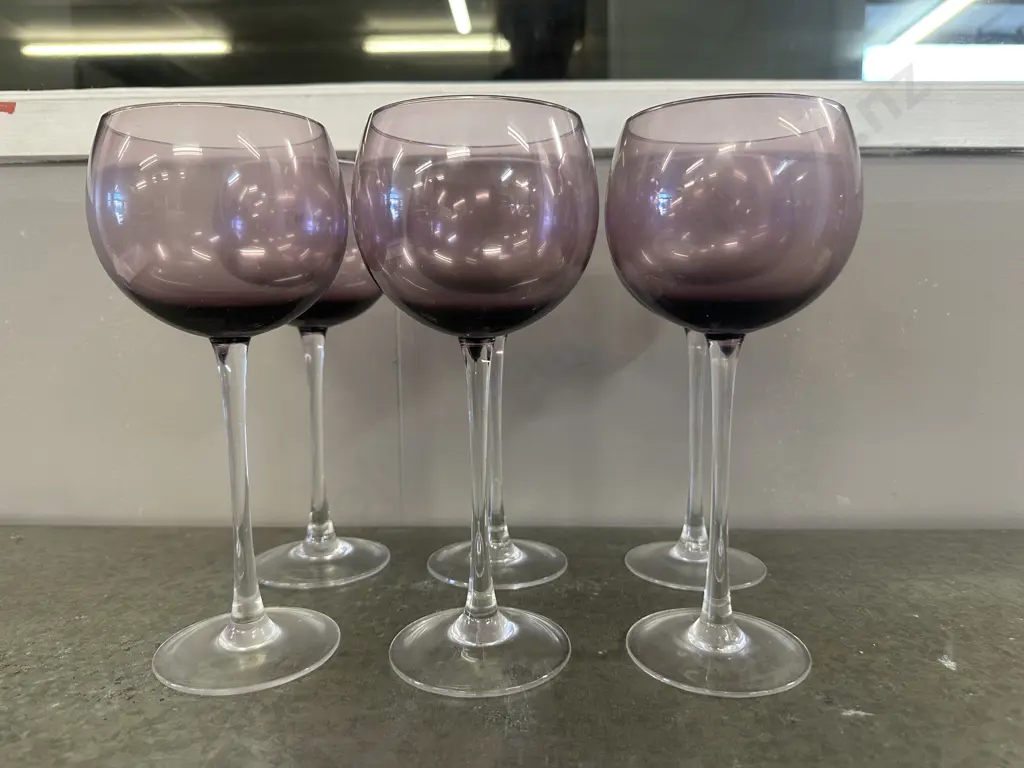 Set Of Six Amethyst Wine Glasses Image 1++