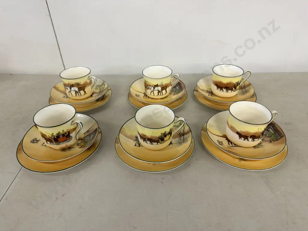 Antique Royal Doulton Coaching Days Stage Coach Trios x6 Image 1++