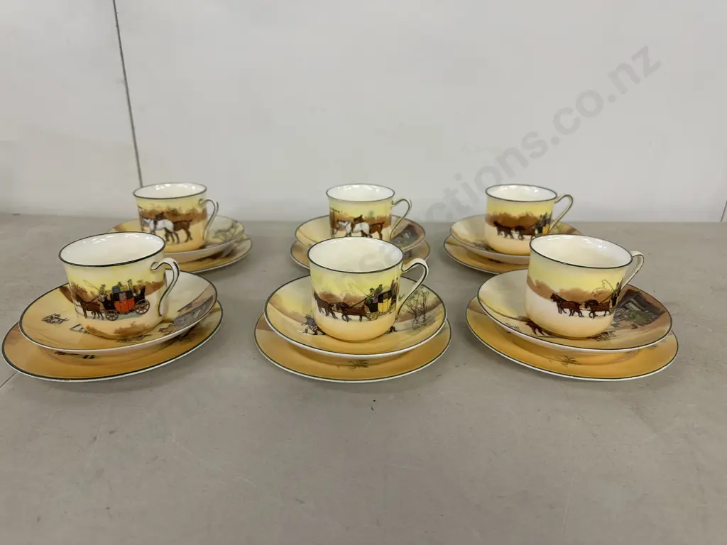 Antique Royal Doulton Coaching Days Stage Coach Trios x6 Image 1++