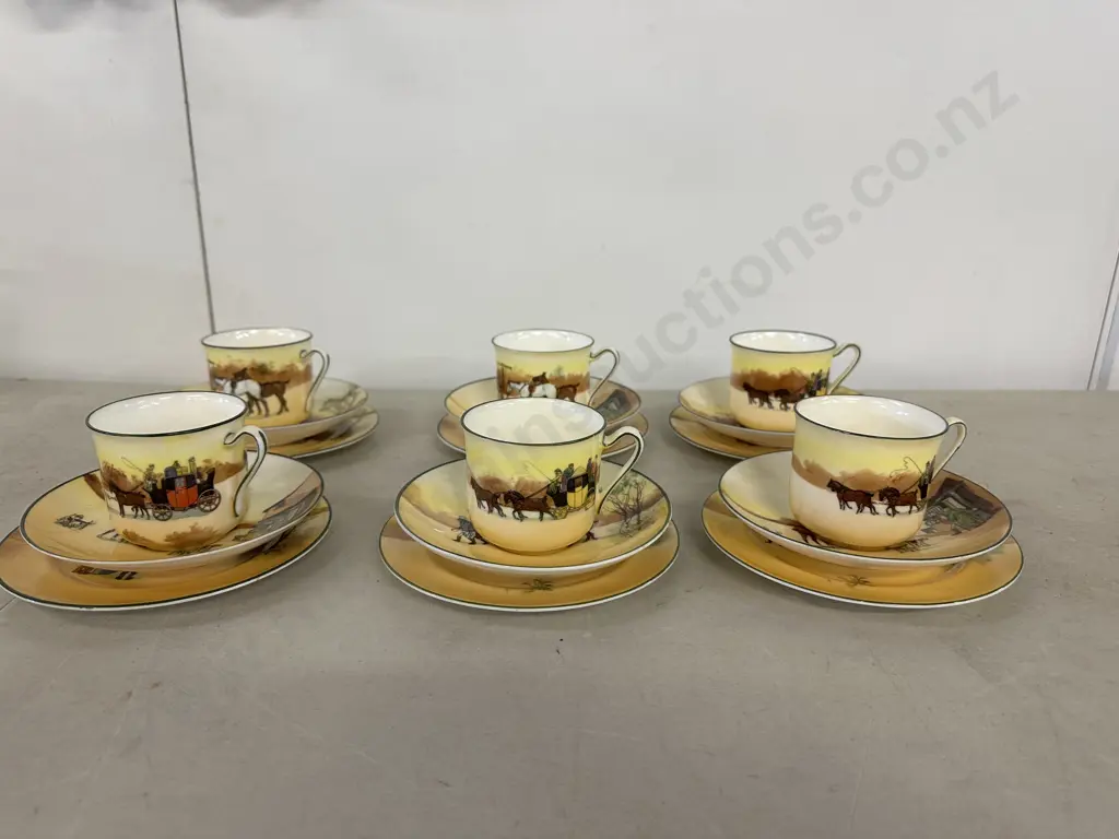 Antique Royal Doulton Coaching Days Stage Coach Trios x6 Image 1++