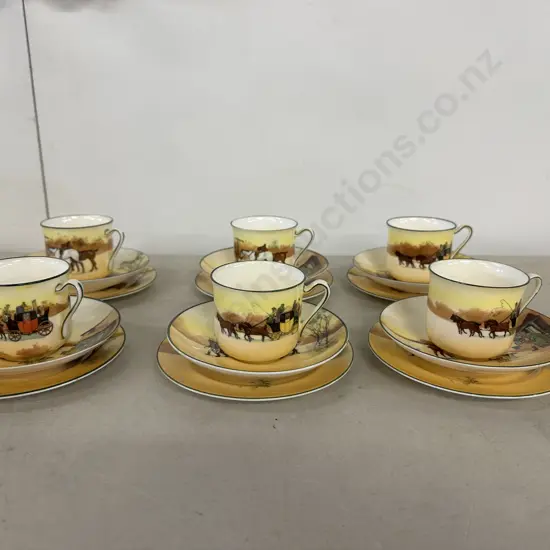 Antique Royal Doulton Coaching Days Stage Coach Trios x6