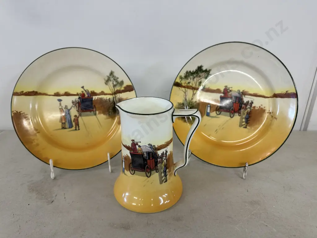 Royal Doulton Coaching Days Plates & Jug Image 1++