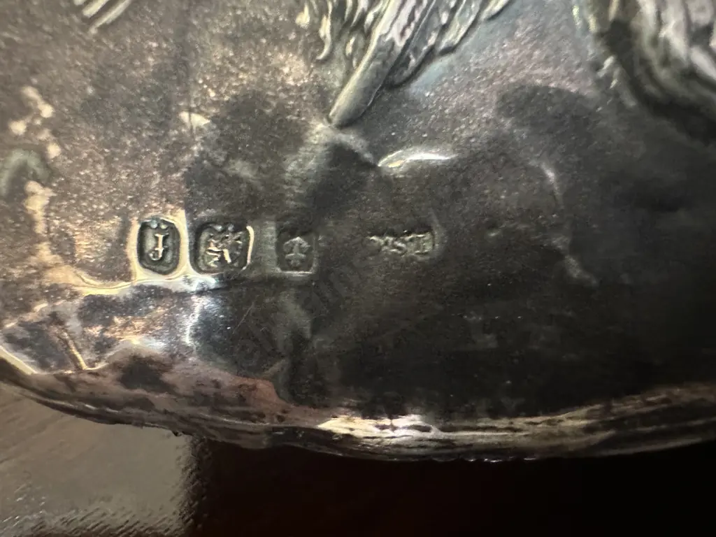 Antique English Sterling Silver Hand Mirror With Reynolds Angels / Cherubs Decoration, Hallmarked Birmingham 1905 Image 1++