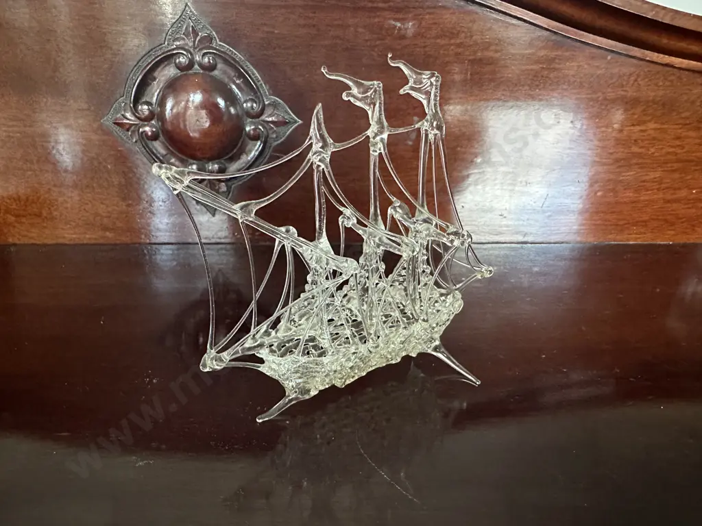 Vintage Hand Blown Glass Sailing Ship Image 1++