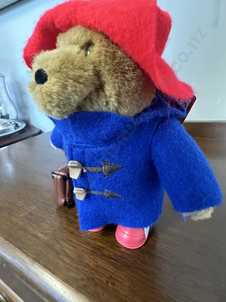 Paddington Bear With Blue Coat, Red Boots & Suitcase With Tag Image 1++