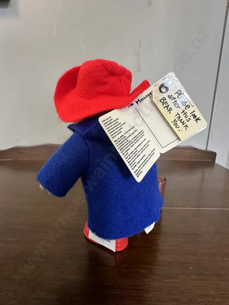 Paddington Bear With Blue Coat, Red Boots & Suitcase With Tag Image 1++