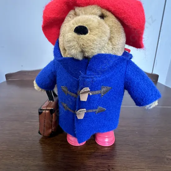 Paddington Bear With Blue Coat, Red Boots & Suitcase With Tag