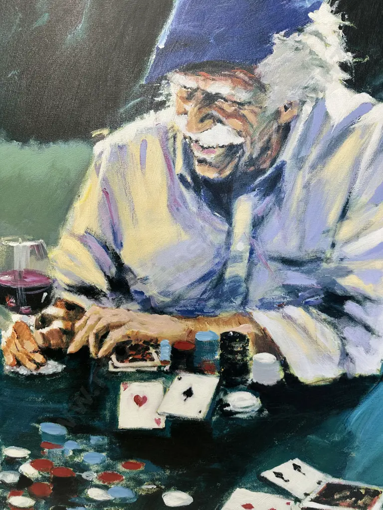 Aldo Luongo Full House And Red Wine ll, 2006 Giclee on Canvas, Limited 40/50, Signed by Artist With COA, Framed 100x81cm Image 1++