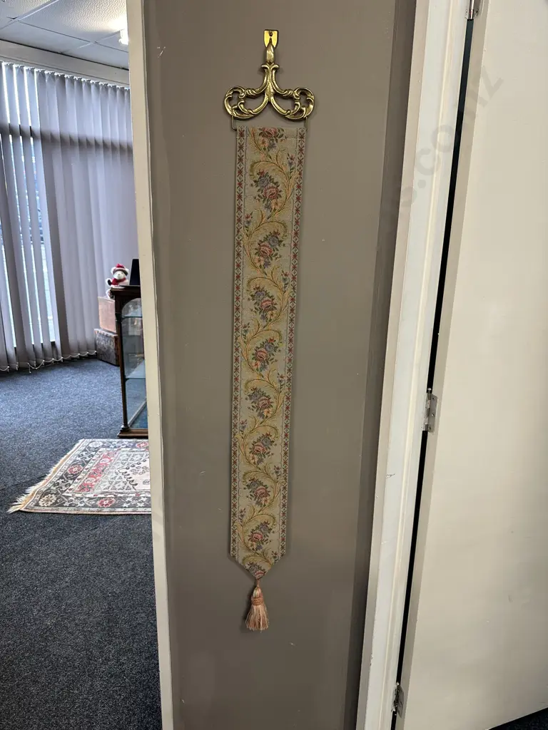 Brass & Tapestry Bell Pull H120cm. Image 1++