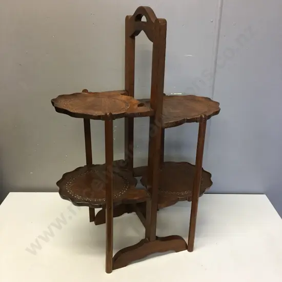 Antique Four Tier Folding Plate/Cake Stand H69cm.