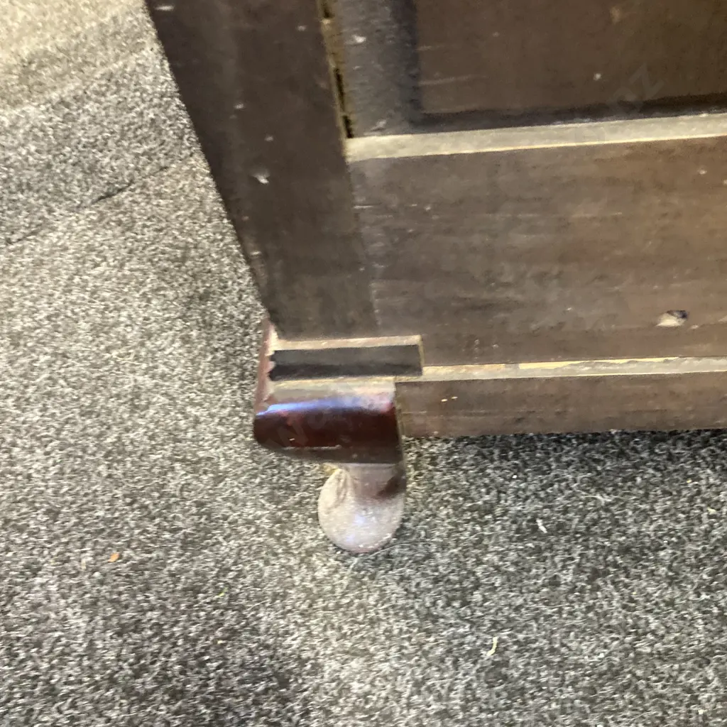 Mahogany Side Board Three Door, Two Drawer, Cabriole Legs (af to one Foot) H118,W150,D58. Borer Evident Image 1++
