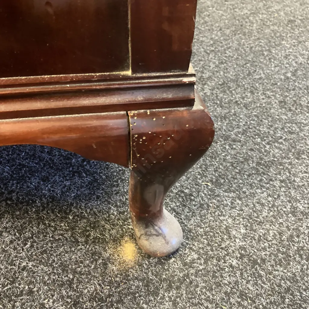 Mahogany Side Board Three Door, Two Drawer, Cabriole Legs (af to one Foot) H118,W150,D58. Borer Evident Image 1++