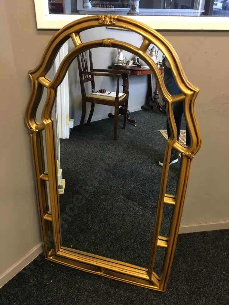 Gold Painted Ornate Framed Wall Mirror. 104 x 64cm Image 1++
