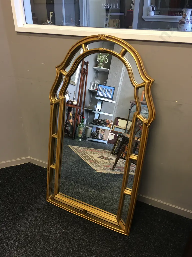 Gold Painted Ornate Framed Wall Mirror. 104 x 64cm Image 1++