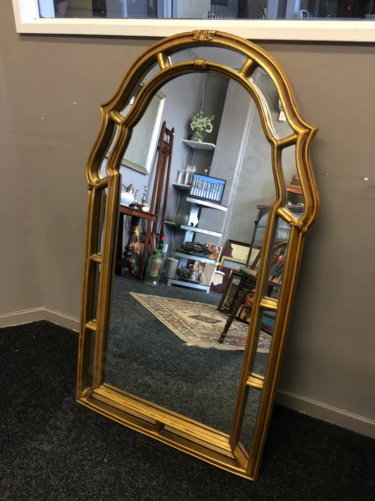 Gold Painted Ornate Framed Wall Mirror. 104 x 64cm Image 1++