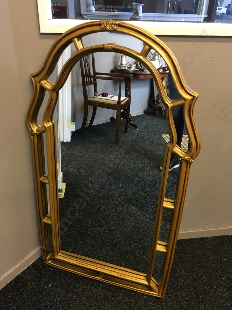 Gold Painted Ornate Framed Wall Mirror. 104 x 64cm Image 1++