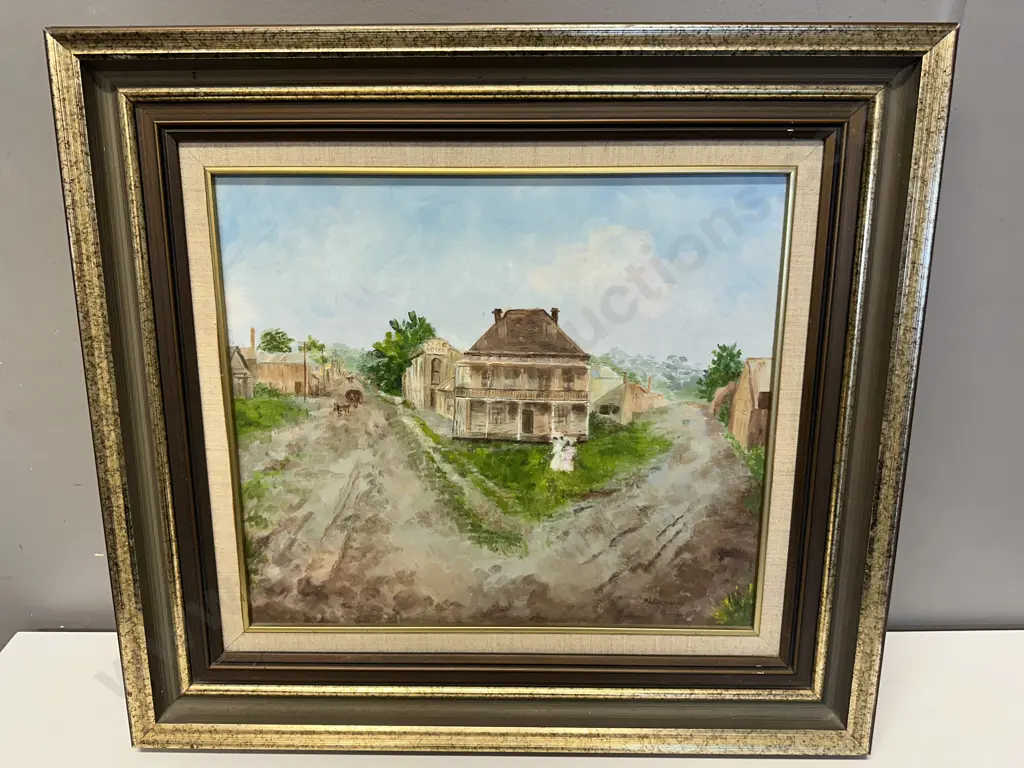 Original Oil Painting From A Photo of The Star Hotel - Otahuhu, Signed MK Cochrane, Framed 52 x 57cm Image 1++