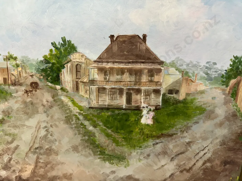 Original Oil Painting From A Photo of The Star Hotel - Otahuhu, Signed MK Cochrane, Framed 52 x 57cm Image 1++