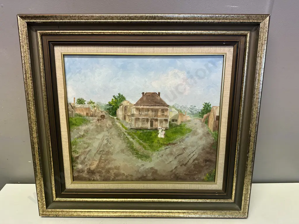 Original Oil Painting From A Photo of The Star Hotel - Otahuhu, Signed MK Cochrane, Framed 52 x 57cm Image 1++
