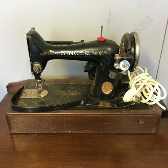 Singer Sewing Machine With Bentwood Case, 1937 #EB861655