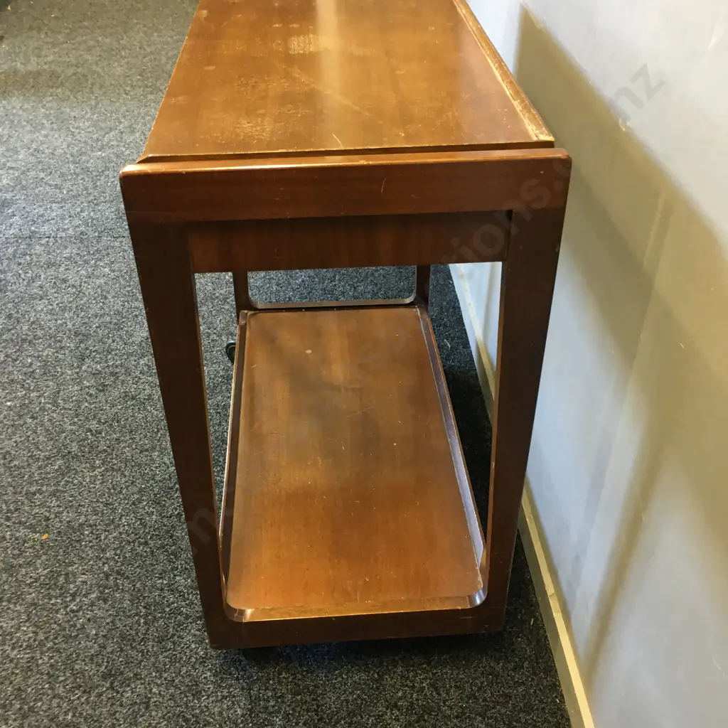 Mahogany Mid Century Rolling Table/Tea Trolley H76,W78cm. Image 1++