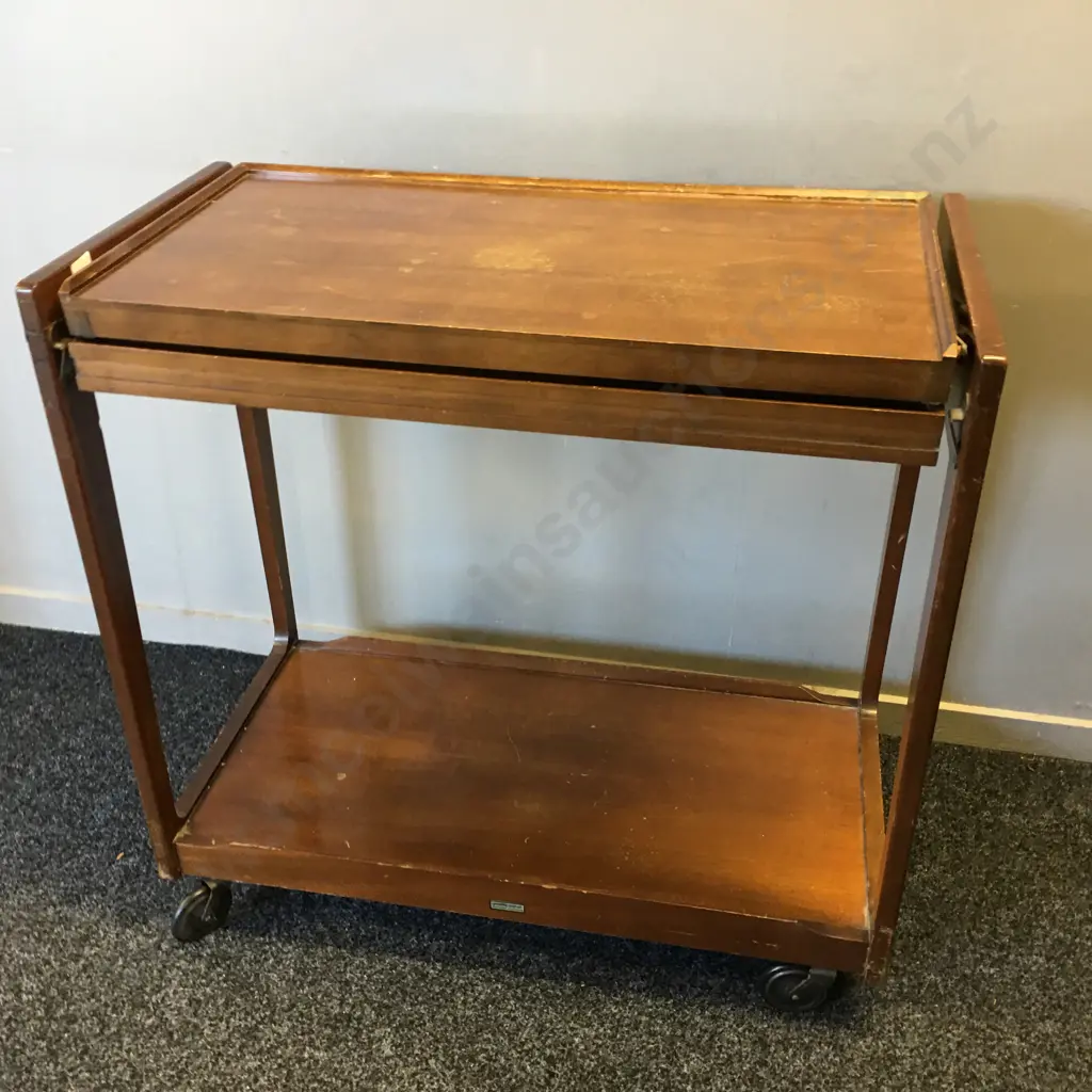 Mahogany Mid Century Rolling Table/Tea Trolley H76,W78cm. Image 1++