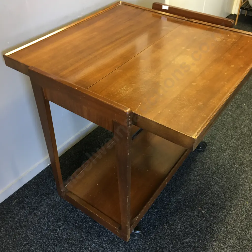 Mahogany Mid Century Rolling Table/Tea Trolley H76,W78cm. Image 1++