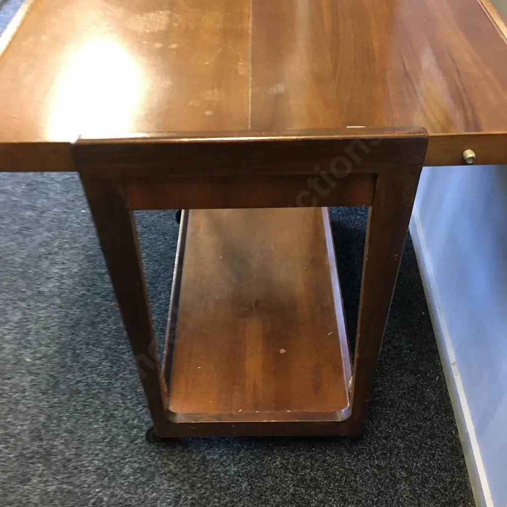 Mahogany Mid Century Rolling Table/Tea Trolley H76,W78cm. Image 1++