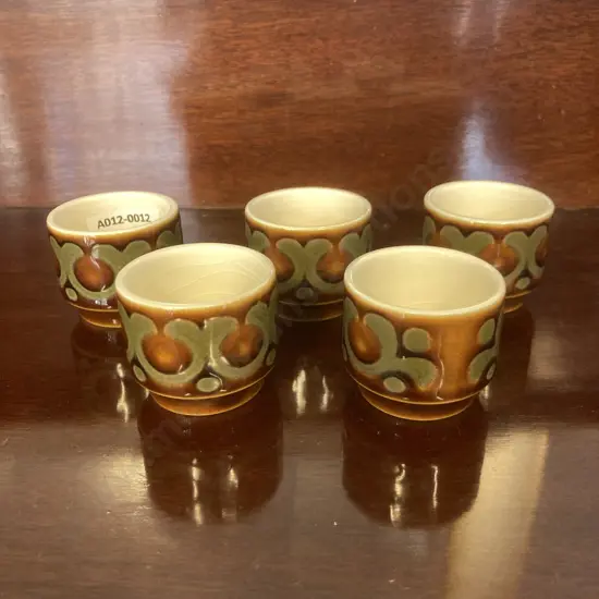 Set of 5 Hornsea Pottery ‘Bronte’ Egg Cups by John Clappison, 1975