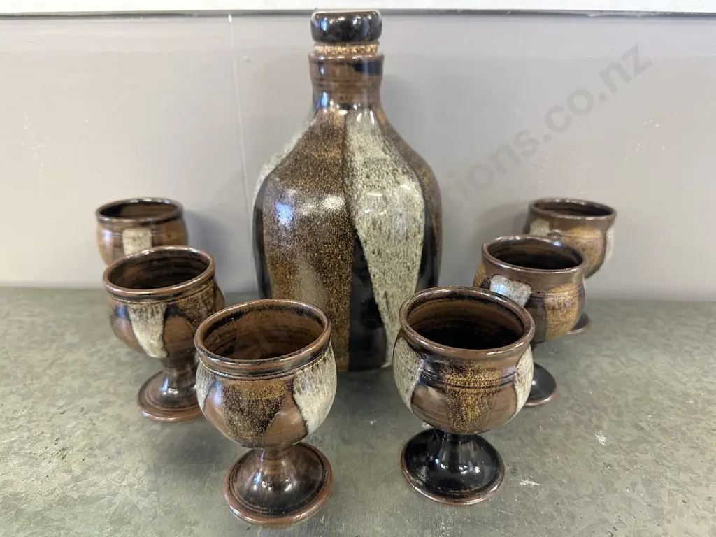 Kath Mason Pottery Decanter & Goblets Image 1++