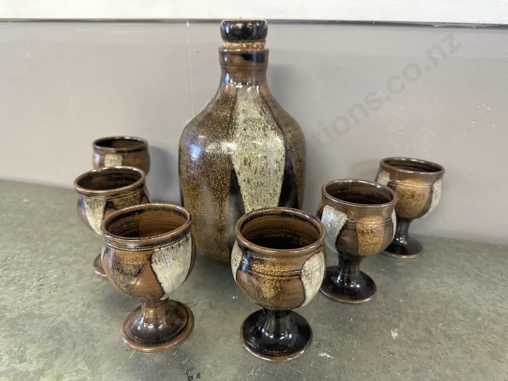 Kath Mason Pottery Decanter & Goblets Image 1++