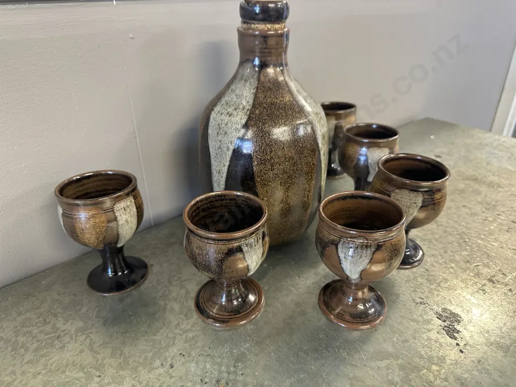 Kath Mason Pottery Decanter & Goblets Image 1++