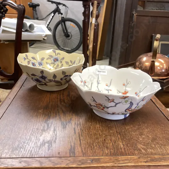 Pair of Vintage Chinese Porcelain Footed Bowls