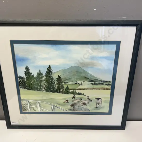 Original Watercolour by Jessie O'Brien Titled 'My View', Signed by The Artist, Glazed Framed 53 x 61cm