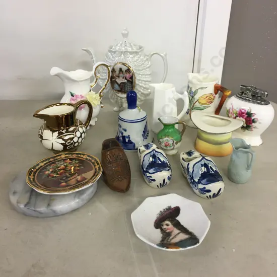 Assorted China Items In Dutch Clogs