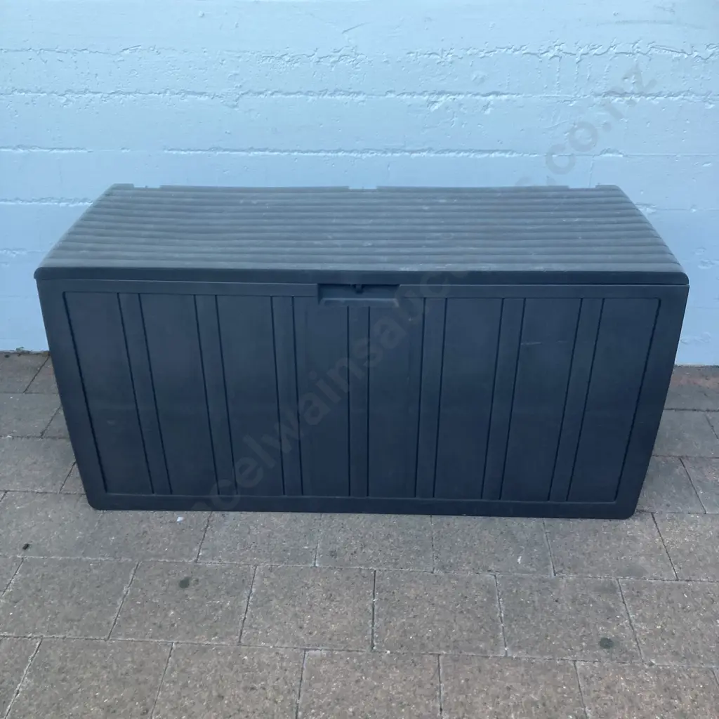 Plastic Patio Storage Box With Hinged Lid. H57 W115 D45cm Image 1++