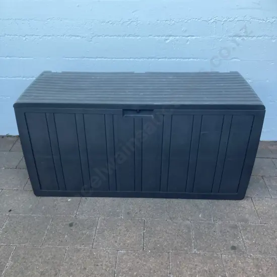 Plastic Patio Storage Box With Hinged Lid. H57 W115 D45cm